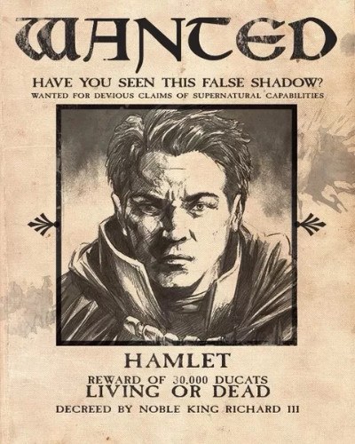 Wanted poster for Hamlet from Kill Shakspeare